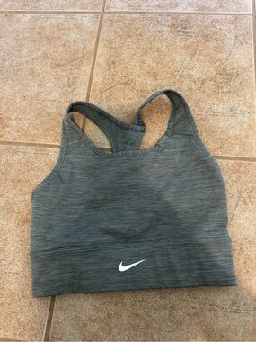 Nike Dark Gray Racerback Sports Bra with White Swoosh